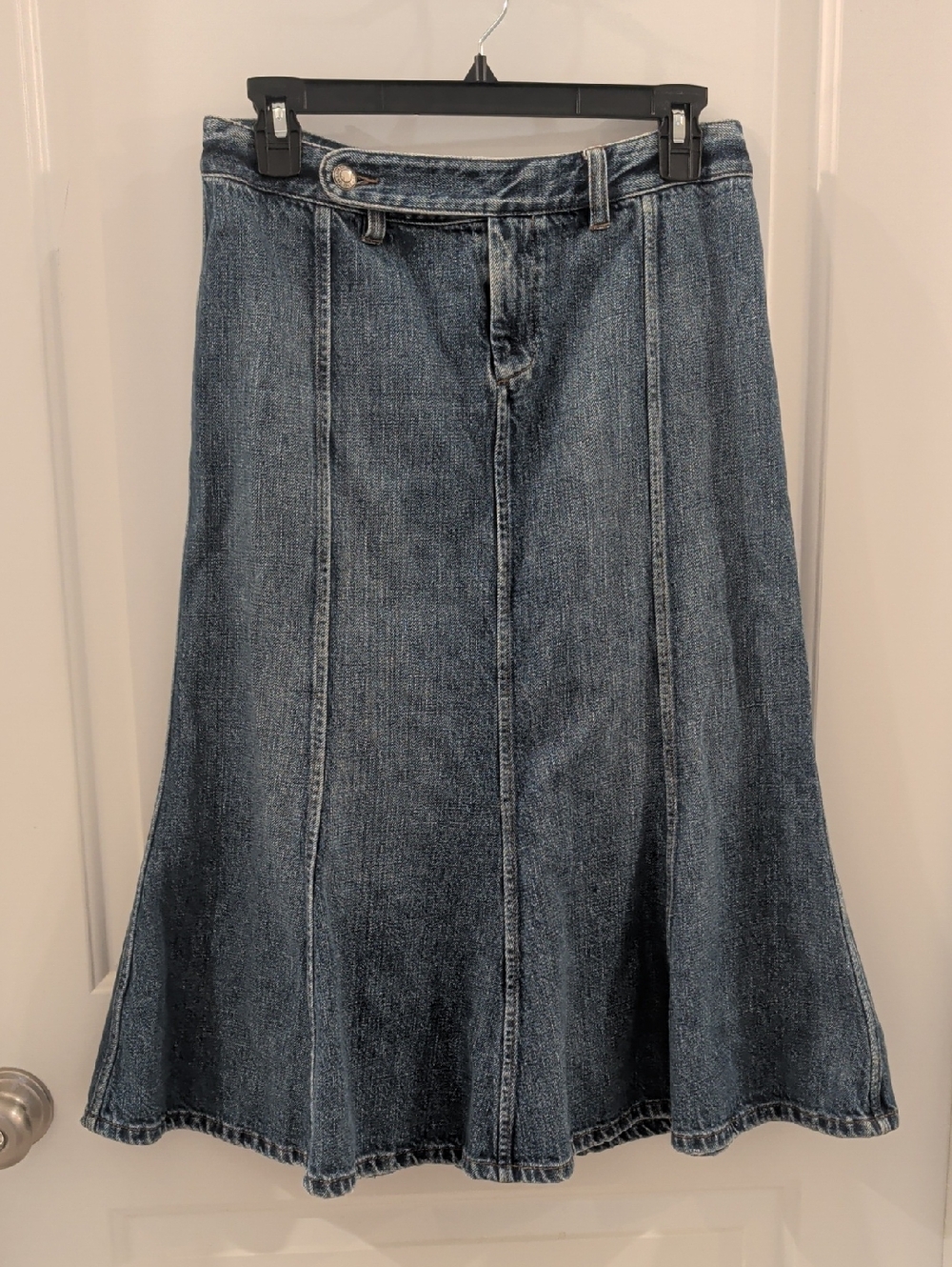 Lauren Jeans Co Denim A-Line Flare Panel Skirt - Medium Wash Blue